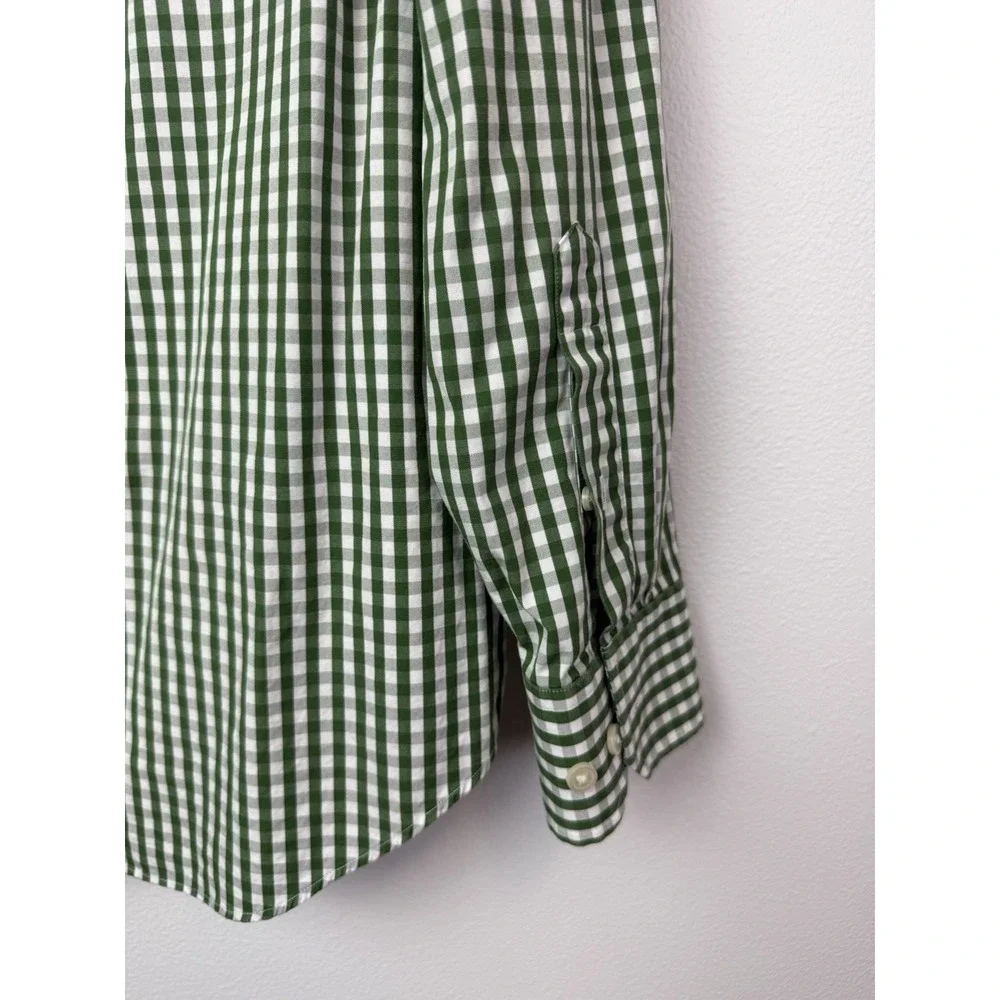 Banana Republic Button Up Shirt Mens Large 15 -‎ 15.5 Green White Plaid